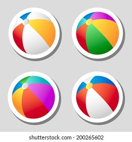  Beach ball stickers set