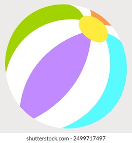 Bola de playa con rayas, Ilustración vectorial aislada.