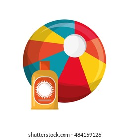 beach ball and sun block icon