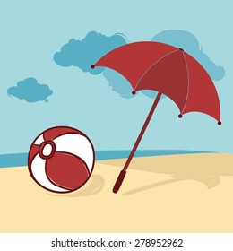 Beach Ball and Sun Umbrella