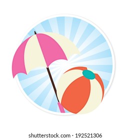 Beach Ball and Sun Umbrella Illustration