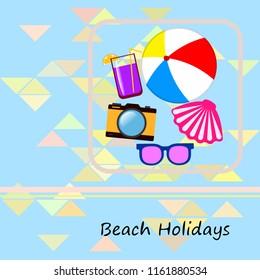 beach ball sunglasses cocktail shell seashell camera