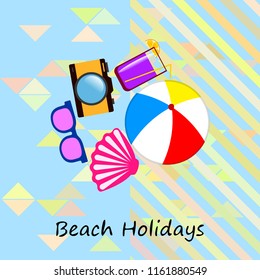 beach ball sunglasses cocktail shell seashell camera