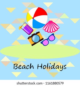 beach ball sunglasses cocktail shell seashell camera