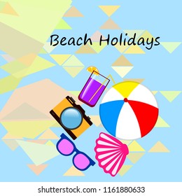 beach ball sunglasses cocktail shell seashell camera