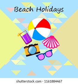 beach ball sunglasses cocktail shell seashell camera