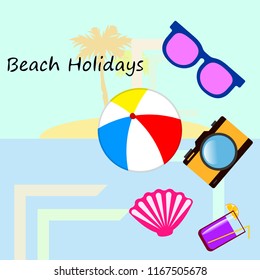 beach ball sunglasses cocktail shell seashell camera f