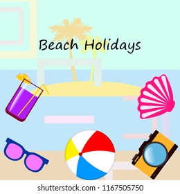 beach ball sunglasses cocktail shell seashell camera f