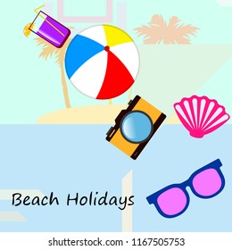 beach ball sunglasses cocktail shell seashell camera f