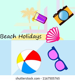 beach ball sunglasses cocktail shell seashell camera f
