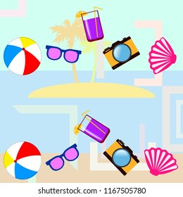 beach ball sunglasses cocktail shell seashell camera f