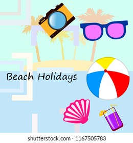beach ball sunglasses cocktail shell seashell camera f