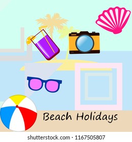 beach ball sunglasses cocktail shell seashell camera f