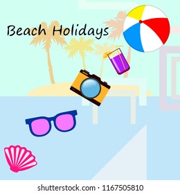 beach ball sunglasses cocktail shell seashell camera f