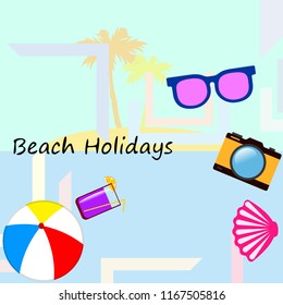 beach ball sunglasses cocktail shell seashell camera f