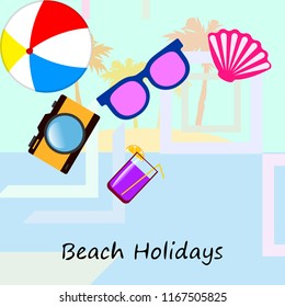 beach ball sunglasses cocktail shell seashell camera f