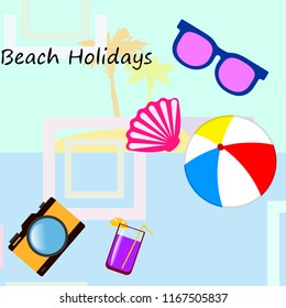 beach ball sunglasses cocktail shell seashell camera f