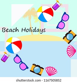 beach ball sunglasses cocktail shell seashell camera f