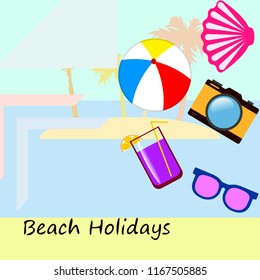 beach ball sunglasses cocktail shell seashell camera f