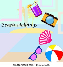 beach ball sunglasses cocktail shell seashell camera f