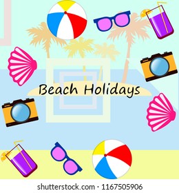 beach ball sunglasses cocktail shell seashell camera f