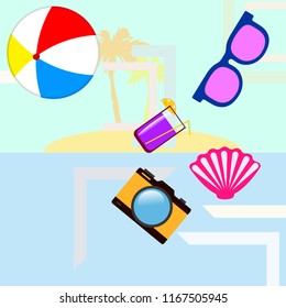 beach ball sunglasses cocktail shell seashell camera f