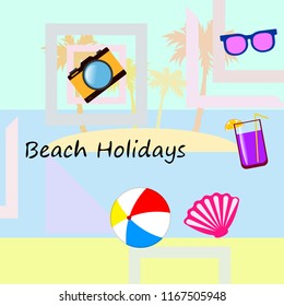 beach ball sunglasses cocktail shell seashell camera f