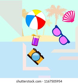 beach ball sunglasses cocktail shell seashell camera f