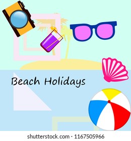 beach ball sunglasses cocktail shell seashell camera f