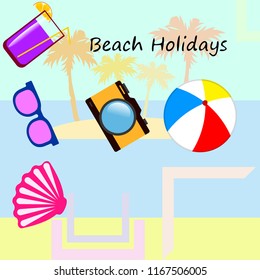 beach ball sunglasses cocktail shell seashell camera f