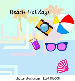 beach ball sunglasses cocktail shell seashell camera f
