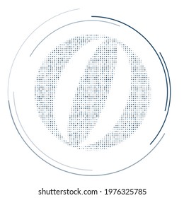 The beach ball symbol filled with dark blue dots. Pointillism style. Vector illustration on white background