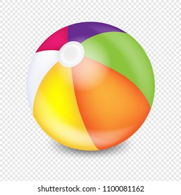 Beach Ball Transparent Background With Gradient Mesh, Vector Illustration