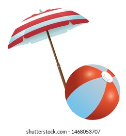 Beach ball under summer umbrella ,vector illustration graphic design.