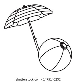 Beach ball under summer umbrella ,vector illustration graphic design.