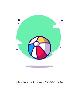 Beach Ball Vector Cartoon Illustration. Travel Icon Concept White Isolated. Flat Cartoon Style Suitable for Web Landing Page, Banner, Sticker, and Background