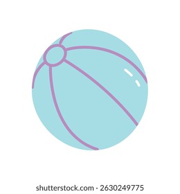Beach Ball Vector Colorful Inflatable Summer Toy in Flat Minimal Style Isolated on White