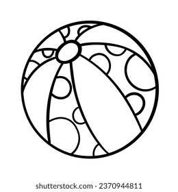 Beach ball vector icon. Active holidays on the beach. Inflatable ball. Illustration in doodle style.
