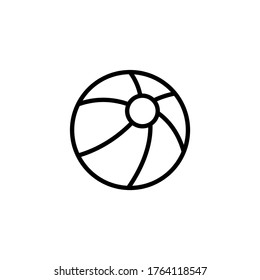 Beach ball vector icon in black line style icon, style isolated on white background