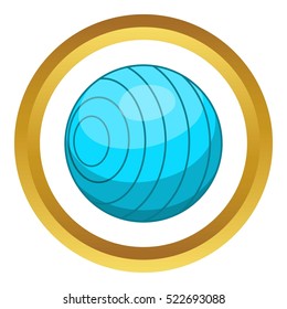Beach ball vector icon in golden circle, cartoon style isolated on white background