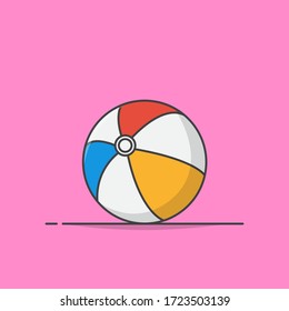 Beach Ball Vector Icon Illustration. Rainbow Ball.  Colored Beachball. Concept Of Summer Holiday