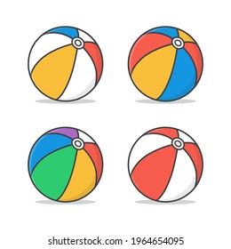Beach Ball Vector Icon Illustration. Rainbow Ball.  Colored Beachball. Concept Of Summer Holiday