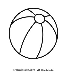 Beach ball vector illustration coloring page isolated on white background