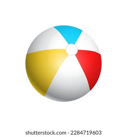 Beach Ball Vector Illustration Fun Volley Beach Ball Isolated on White
