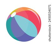 Beach ball vector illustration. Inflatable ball clip art. Summer element. Cartoon flat vector isolated on white background.