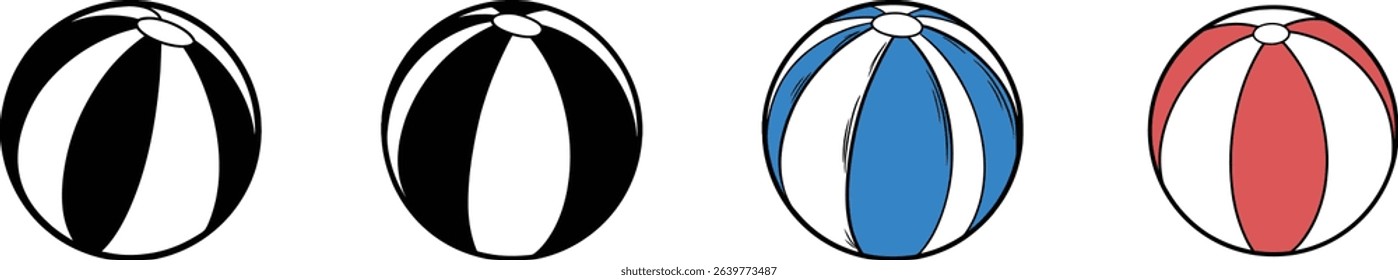 Beach ball vector illustration set, summer elements