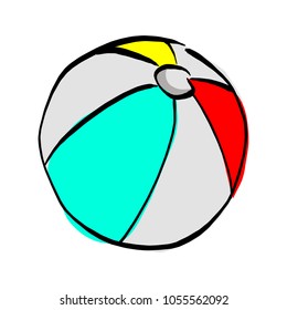 beach ball vector illustration sketch hand drawn with black lines isolated on white background