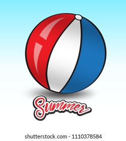 Beach ball vector illustration, vacation summer template, web icon