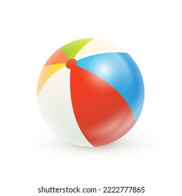 Beach ball vector illustration.Inflatable rubber water ball on white background