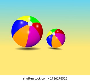 beach ball vector ilustration. relaxation and fun on the beach